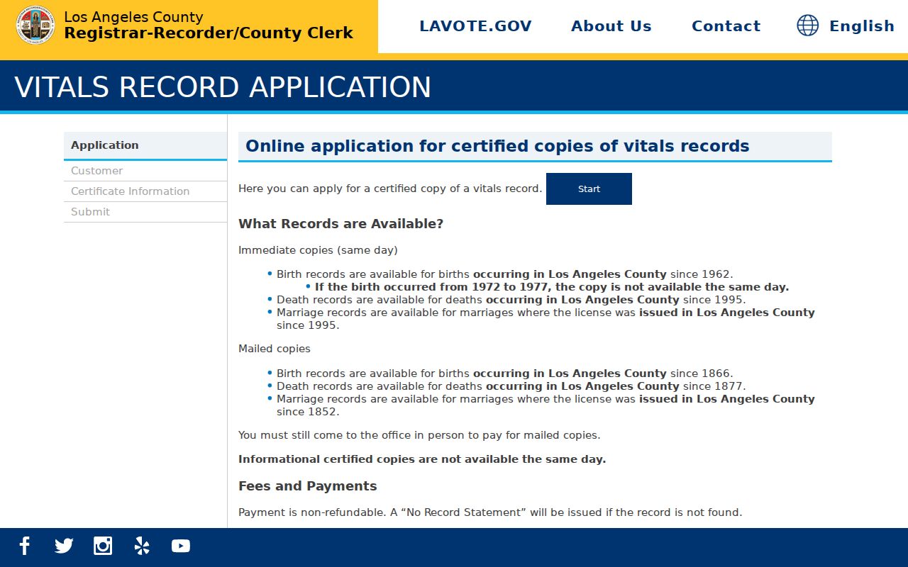 Burbank people search using Los Angeles County vital records application